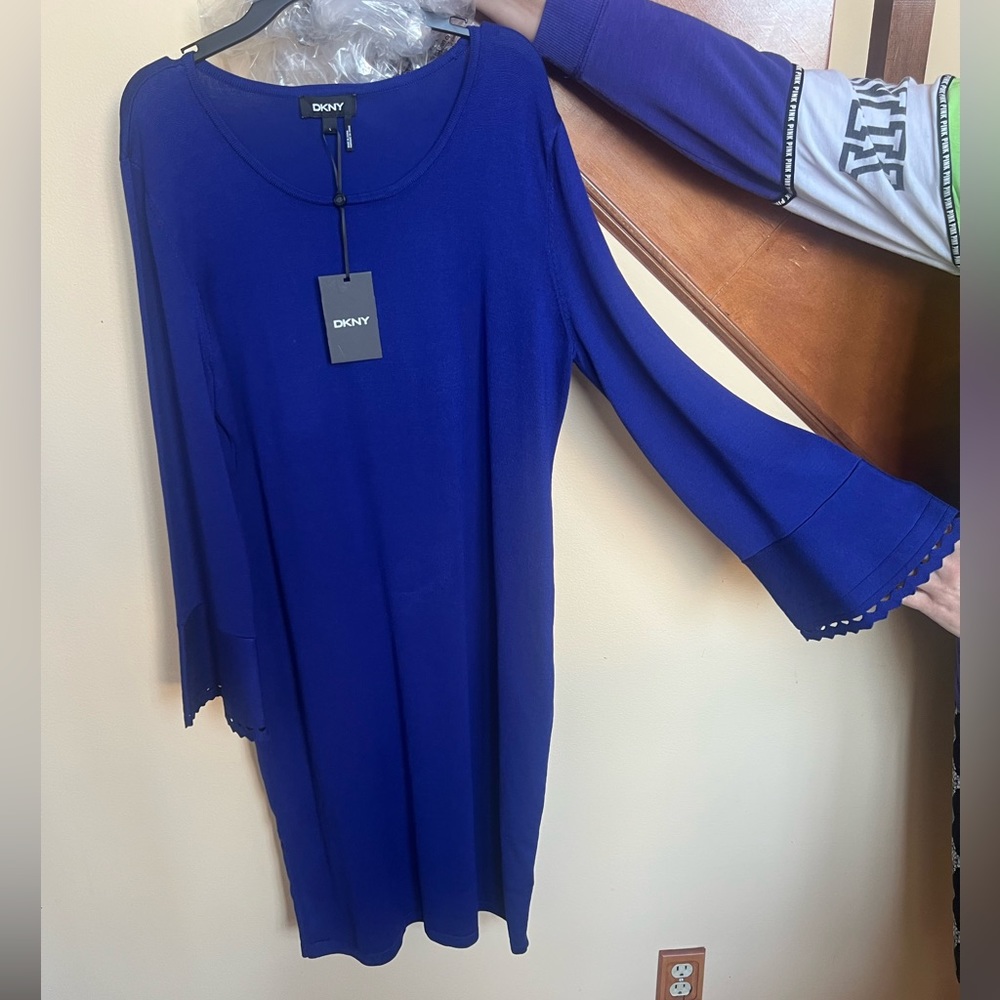 Blue sweater dress
